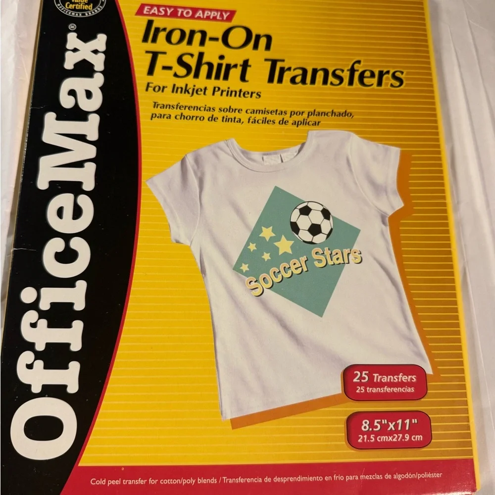 Open package OfficeMax brand Iron-On T-Shirt Transfers designed inkjet printers